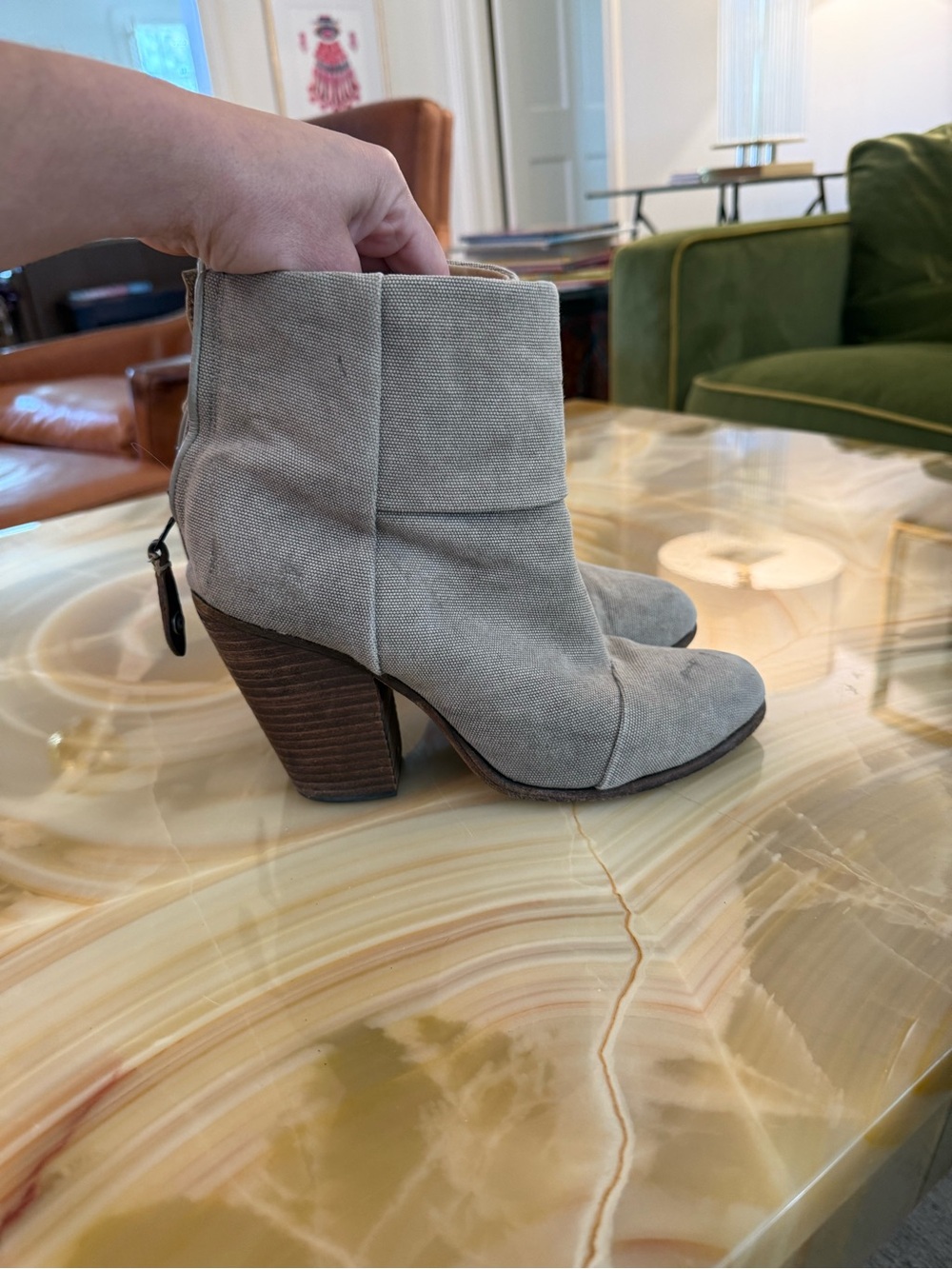 Rag and Bone booties - Women's Neutral Canvas Ankle Boots - Beige - Picture 4 of 7